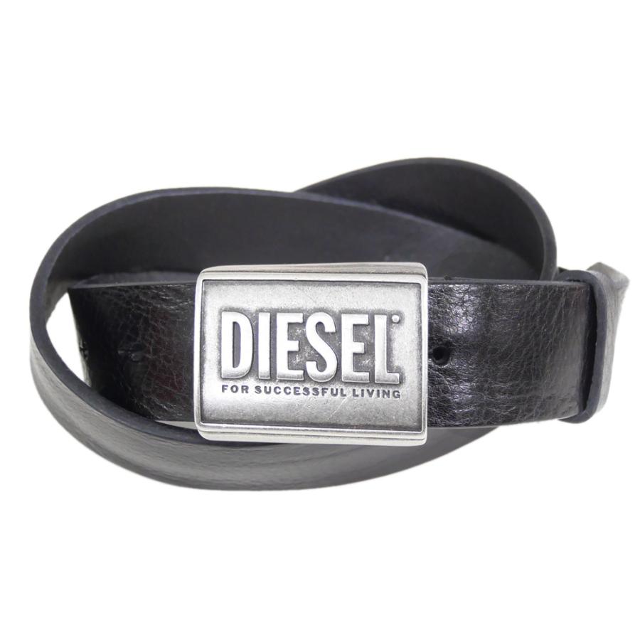 DIESEL レディース メンズ ベルト ブラック DIESEL ディーゼル メンズ レディースレザーベルト X10434 PS201