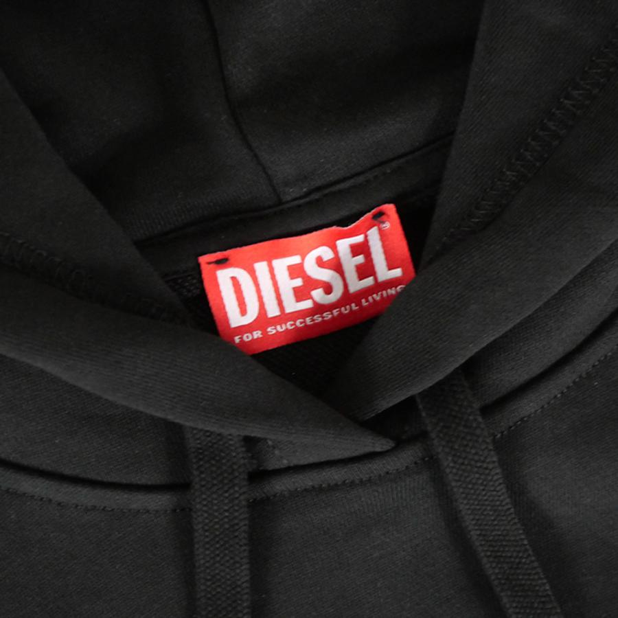2025 秋冬新作！ DIESEL ディーゼル パーカー レディース プルオーバー コットン 綿100％ A19448 0BMBJ / F-BUXT-HOOD-OD ブラック DIESEL（ディーゼル） レディースプルオーバーパーカー A19448 0BMBJ