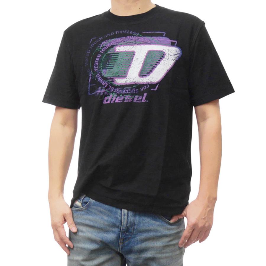 ディーゼル　diesel tシャツ DIESEL (ディーゼル) Dロゴ＆78グラフィック プリント クルー