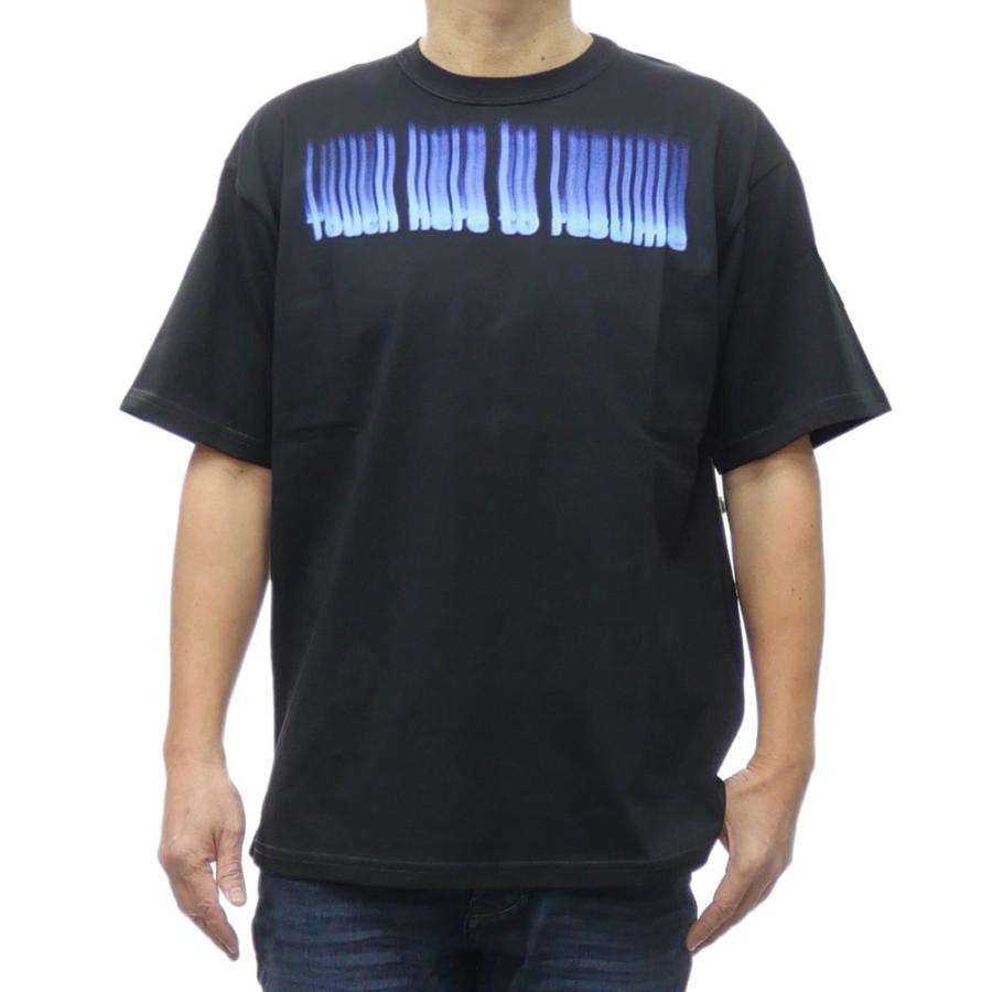  Man - Man Tシャツ 黒 Men's Interlock T-shirt with tonal Diesel print | Black | Diesel