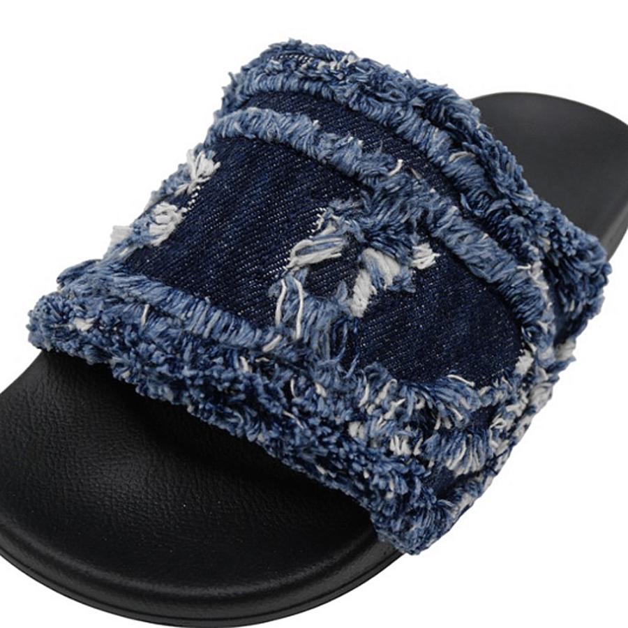 【DS25SS733】DIESEL サンダル Y03347 P5254 SA-SLIDE D DENIM Women's Sa-Slide D-Fringed denim slides | Blue | Diesel