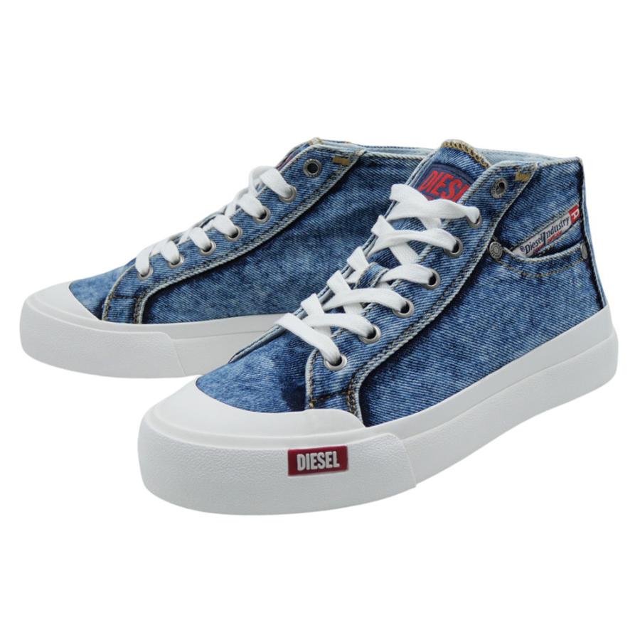 セールSS DIESEL ディーゼル スニーカー レディース シューズ 靴 ミドルカット Y03611 P8112 / S-ATHOS NMD W インディゴブルー DIESEL（ディーゼル） レディースミドルカットスニーカー Y03611 P8112