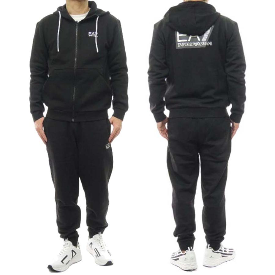 Emporio Armani ブラック フルジップフーディ XXL セットアップ Emporio Armani ブラック フルジップフーディ XXL セットアップ