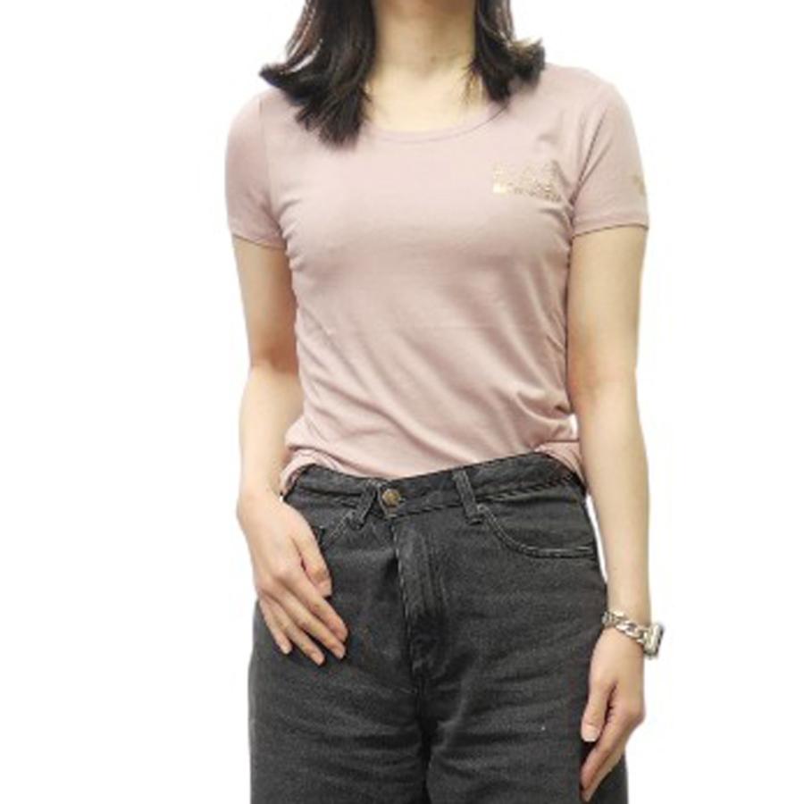セールSS EMPORIO ARMANI エンポリオアルマーニ EA7 Tシャツ レディース 半袖 ラウンドネック 8NTT65 TJDQZ ブランド ストーン スタッズ ロゴ カジュアル スポーティ ジム ダスティピンク EMPORIO ARMANI エンポリオアルマーニ EA7 レディースラウンドネックT