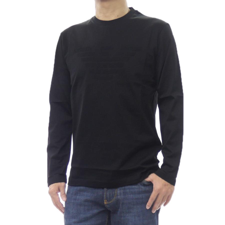 2025 秋冬新作！ EMPORIO ARMANI エンポリオアルマーニ Tシャツ メンズ クルーネック コットン 綿100％ 長袖 ロンT 8N1TD7 1JGYZ ブラック EMPORIO ARMANI エンポリオアルマーニ メンズクルーネックロングT