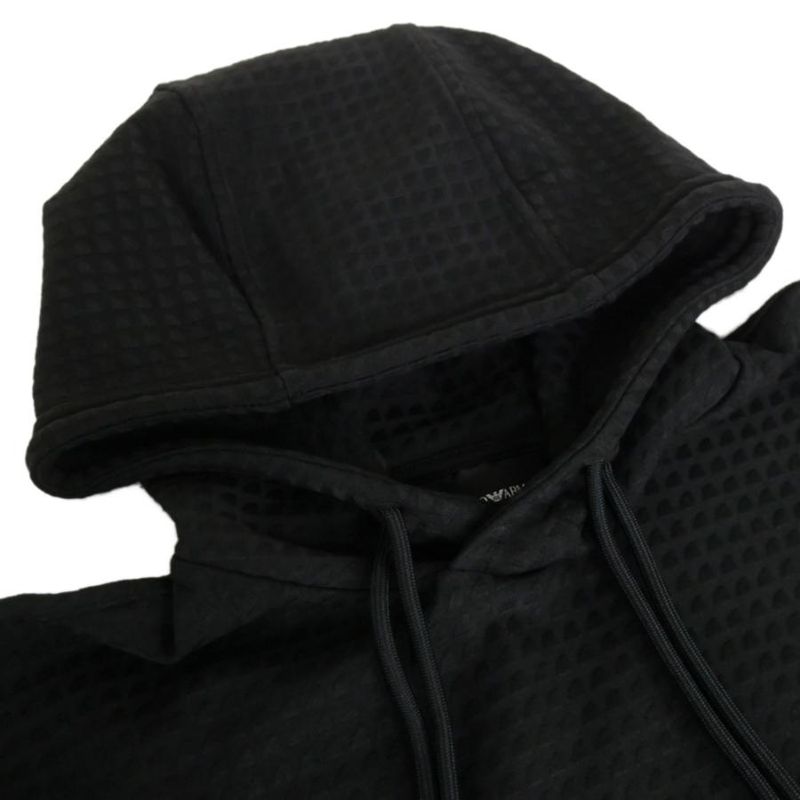 2025 秋冬新作！ EMPORIO ARMANI エンポリオアルマーニ パーカー メンズ 半袖 プルオーバー EM003143 AF13700 ブラック EMPORIO ARMANI エンポリオアルマーニ メンズプルオーバー半袖パーカー
