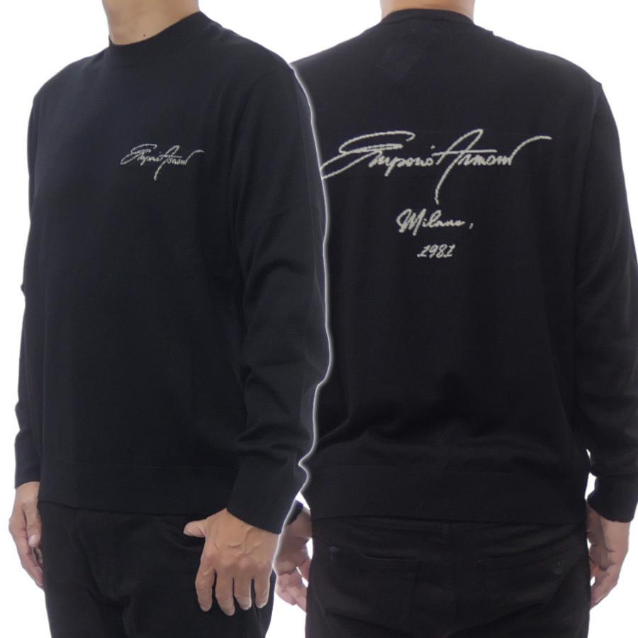 EMPORIO ARMANI エンポリオアルマーニ メンズクルーネックニット セーター EM002796 AF14199 ブラック | EMPORIO ARMANI