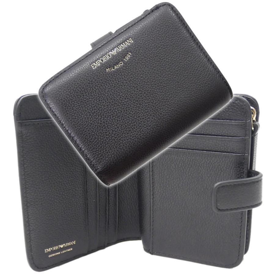 2025 秋冬新作！ EMPORIO ARMANI エンポリオアルマーニ 財布 レディース 二つ折り財布（小銭入れ付き） EW003034 AF19568 ブラック EMPORIO ARMANI エンポリオアルマーニ レディース二つ折り財布（小銭
