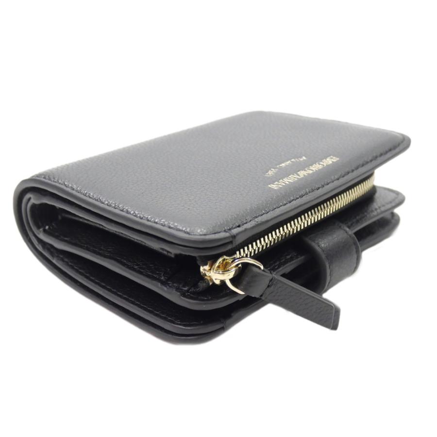 2025 秋冬新作！ EMPORIO ARMANI エンポリオアルマーニ 財布 レディース 二つ折り財布（小銭入れ付き） EW003034 AF19568 ブラック EMPORIO ARMANI エンポリオアルマーニ レディース二つ折り財布（小銭