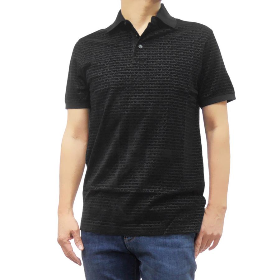 セールSS EMPORIO ARMANI エンポリオアルマーニ ポロシャツ 半袖 メンズ EM001283 AF100170 ブランド ロゴ 総柄 ブラック EMPORIO ARMANI エンポリオアルマーニ メンズポロシャツ EM001283