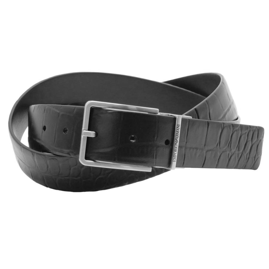 セールSS EMPORIO ARMANI エンポリオアルマーニ ベルト メンズ リバーシブル レザーベルト 本革 Y4S658 YQ96E ブランド ロゴ ビジネス クロコダイル 型押し ブラック 定番 人気商品 EMPORIO ARMANI エンポリオアルマーニ メンズリバーシブルレザーベルト
