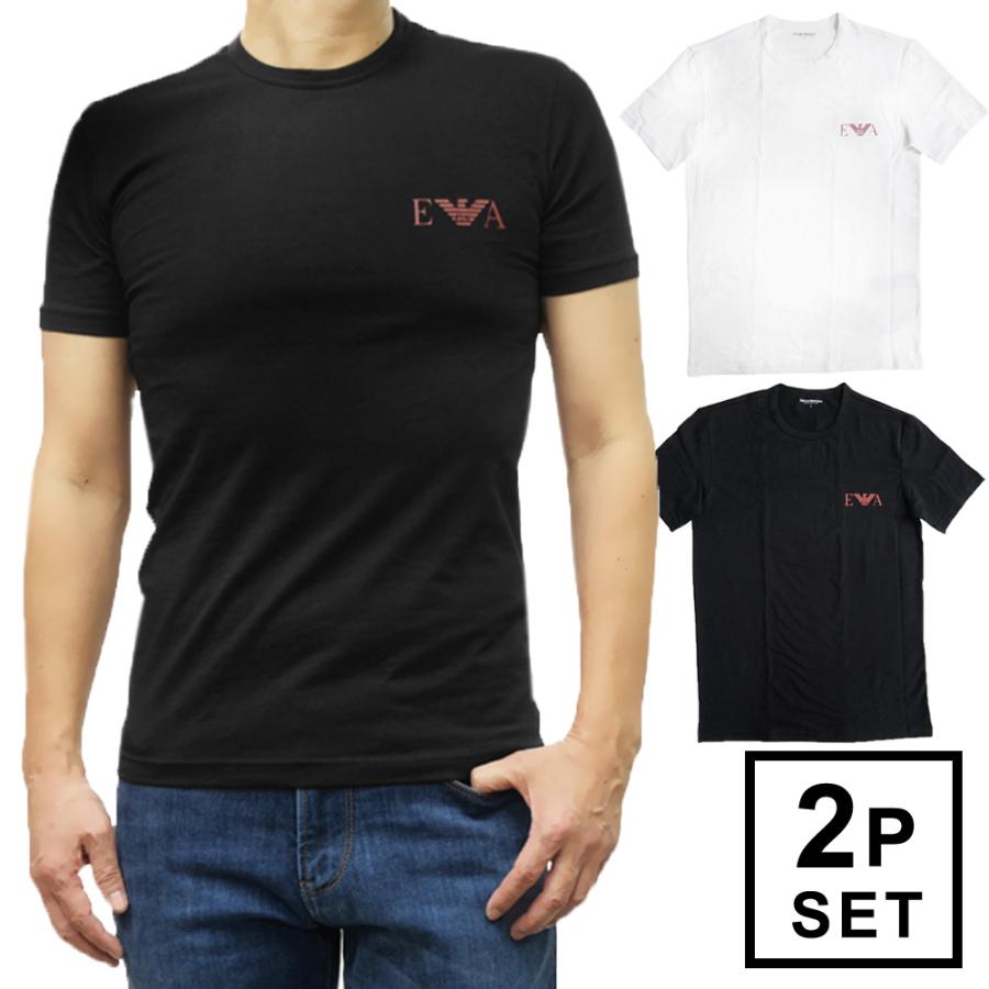 セールSS EMPORIO ARMANI UNDERWEAR エンポリオアルマーニ アンダーウェア Tシャツ メンズ 半袖 2パック EM001849 AF10778 ブランド ロゴ ブラック ホワイト EMPORIO ARMANI UNDERWEAR エンポリオアルマーニ アンダーウェア