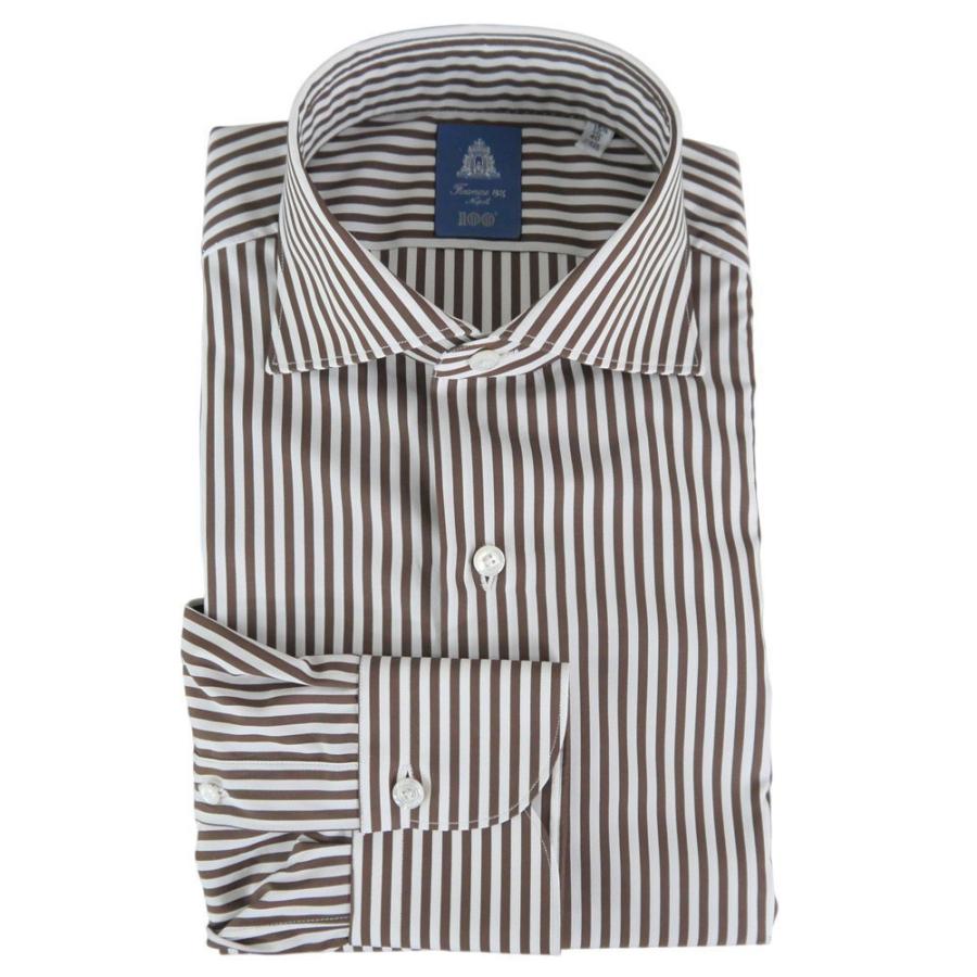 FINAMORE フィナモレ カッタウェイシャツ メンズ コットン 綿100％ MILANO 044256 C0243 / SIMONE ブラウン×ホワイト Finamore（フィナモレ） メンズカッタウェイシャツ MILANO 044256