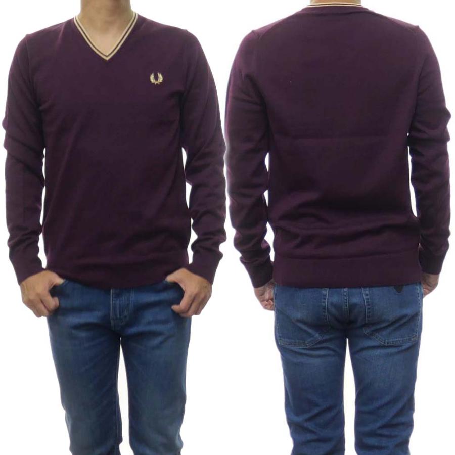 Fred Perry フレッドペリー メンズvネックセーター Classic V Neck Jumper K9600 ワインレッド Fpfw129 Tre Style 通販 Yahoo ショッピング