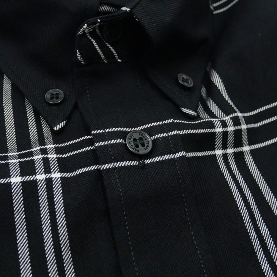 旧作お買い得セール！ FRED PERRY フレッドペリー カジュアルシャツ メンズ コットン 綿100％ M4689 / MIXED CHECK SHIRT ブラック FRED PERRY（フレッドペリー） メンズカジュアルシャツ M4689 / MIXED