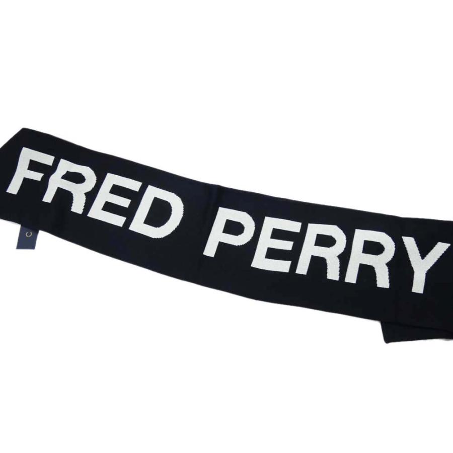 旧作お買い得セール！ FRED PERRY フレッドペリー マフラー メンズ ニットマフラー C6142 / OVERSIZED BRANDED SCARF ブラック FRED PERRY（フレッドペリー） メンズニットマフラー C6142