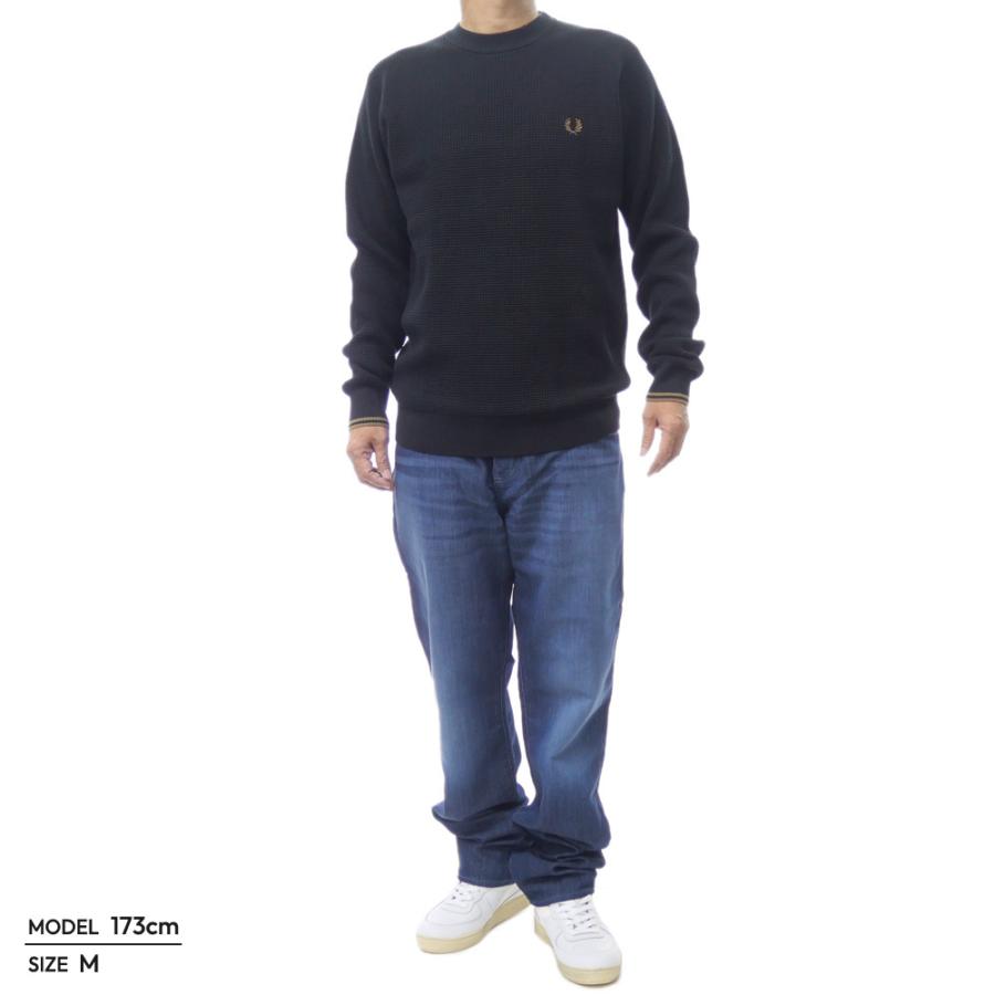 FRED PERRY フレッドペリー メンズクルーネックニット セーター K6507 / WAFFLE STITCH JUMPER ブラック