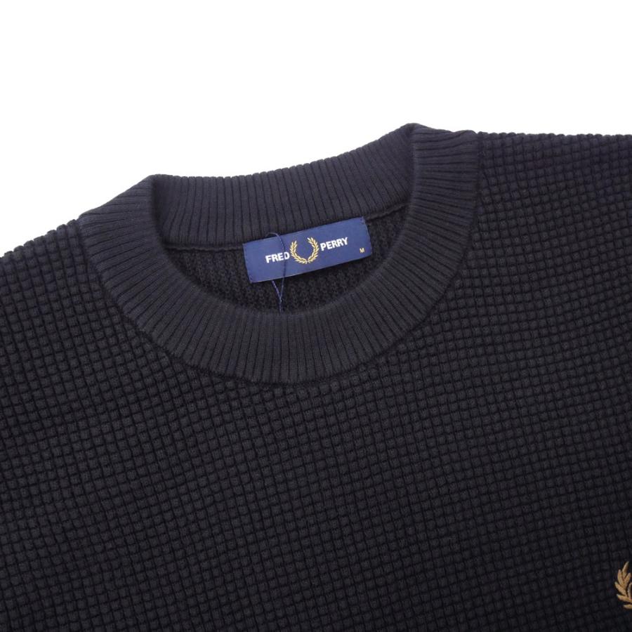 FRED PERRY フレッドペリー メンズクルーネックニット セーター K6507 / WAFFLE STITCH JUMPER ブラック