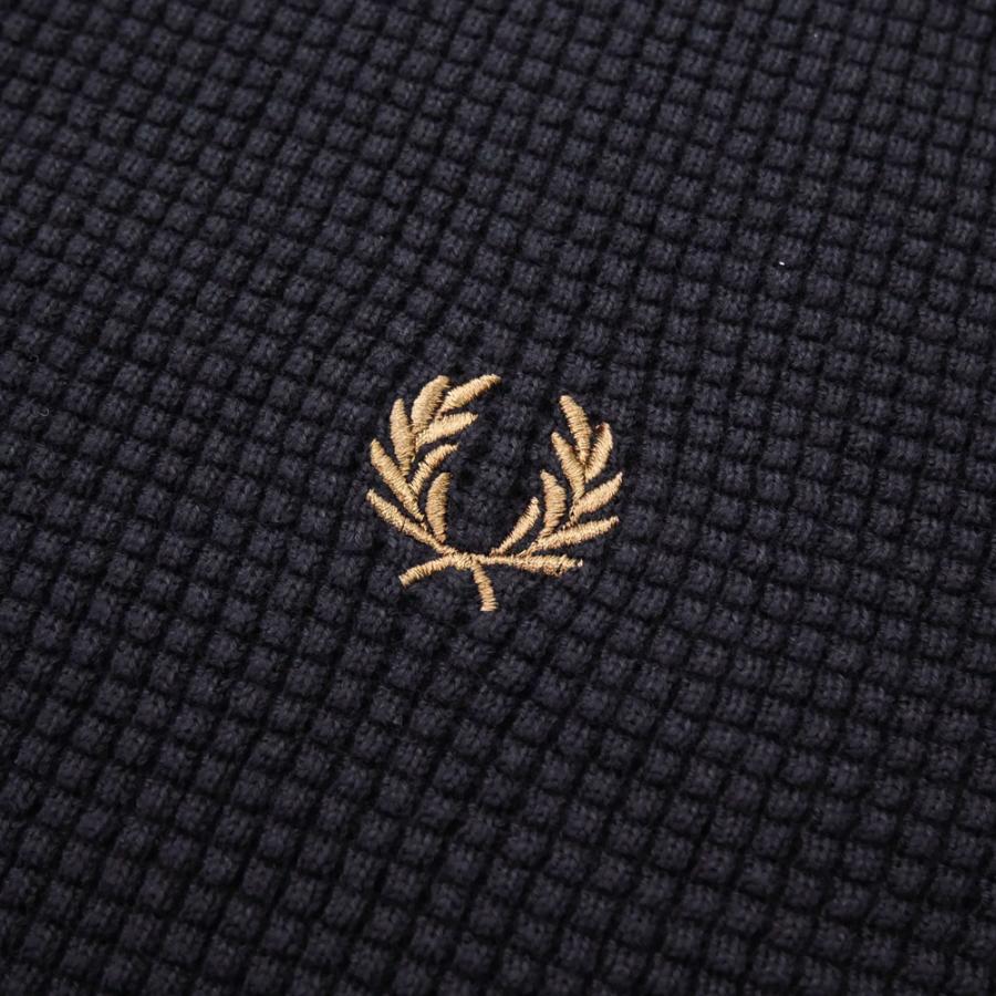 FRED PERRY フレッドペリー メンズクルーネックニット セーター K6507 / WAFFLE STITCH JUMPER ブラック