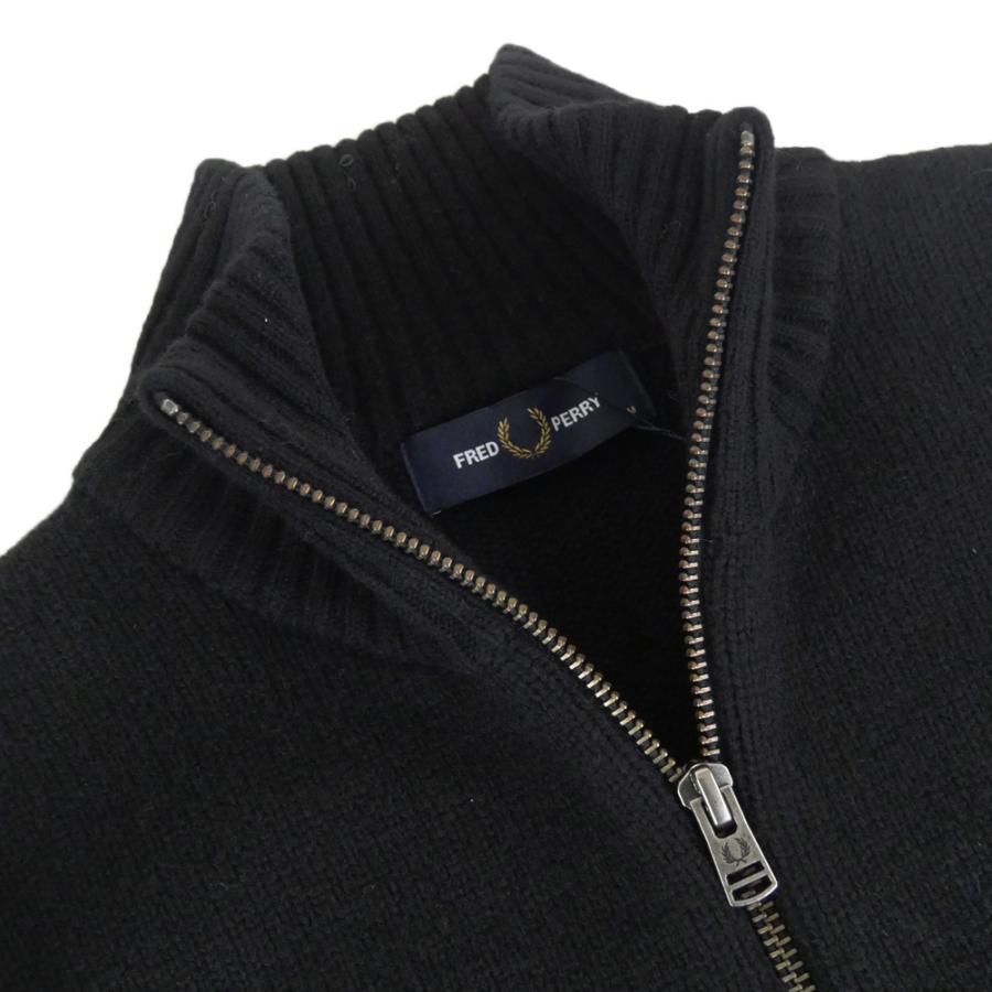 FRED PERRY フレッドペリー メンズクルーネックニット セーター K1545 / RIBBED SLEEVE HALF ZIP JUMPER ブラック_5