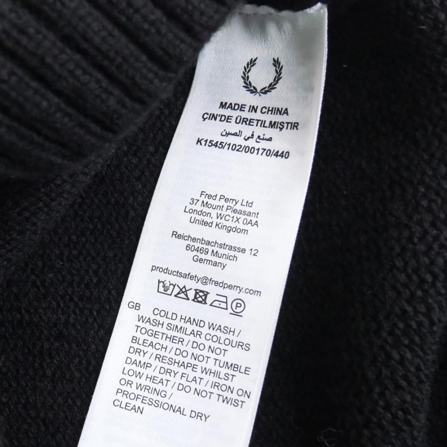 FRED PERRY フレッドペリー メンズクルーネックニット セーター K1545 / RIBBED SLEEVE HALF ZIP JUMPER ブラック_9
