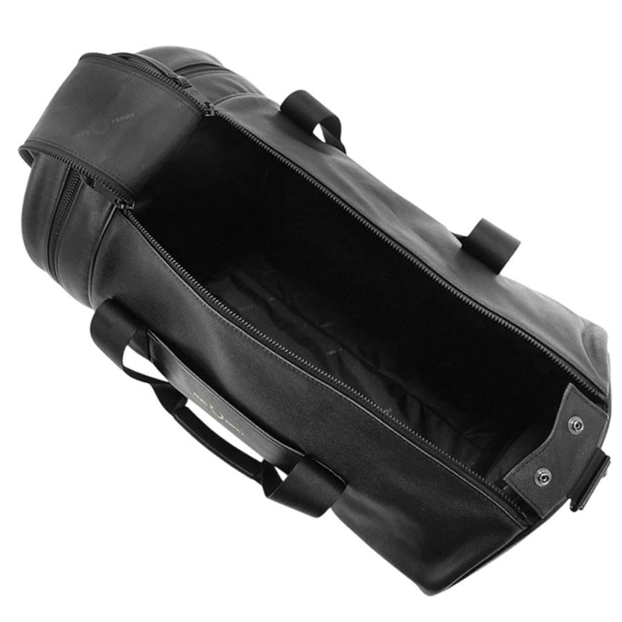2025 秋冬新作！ FRED PERRY フレッドペリー バッグ メンズ バレルバッグ L1188 / SCOTCHGRAIN LATHER BARREL BAG ブラック FRED PERRY（フレッドペリー） メンズバレルバッグ L1188