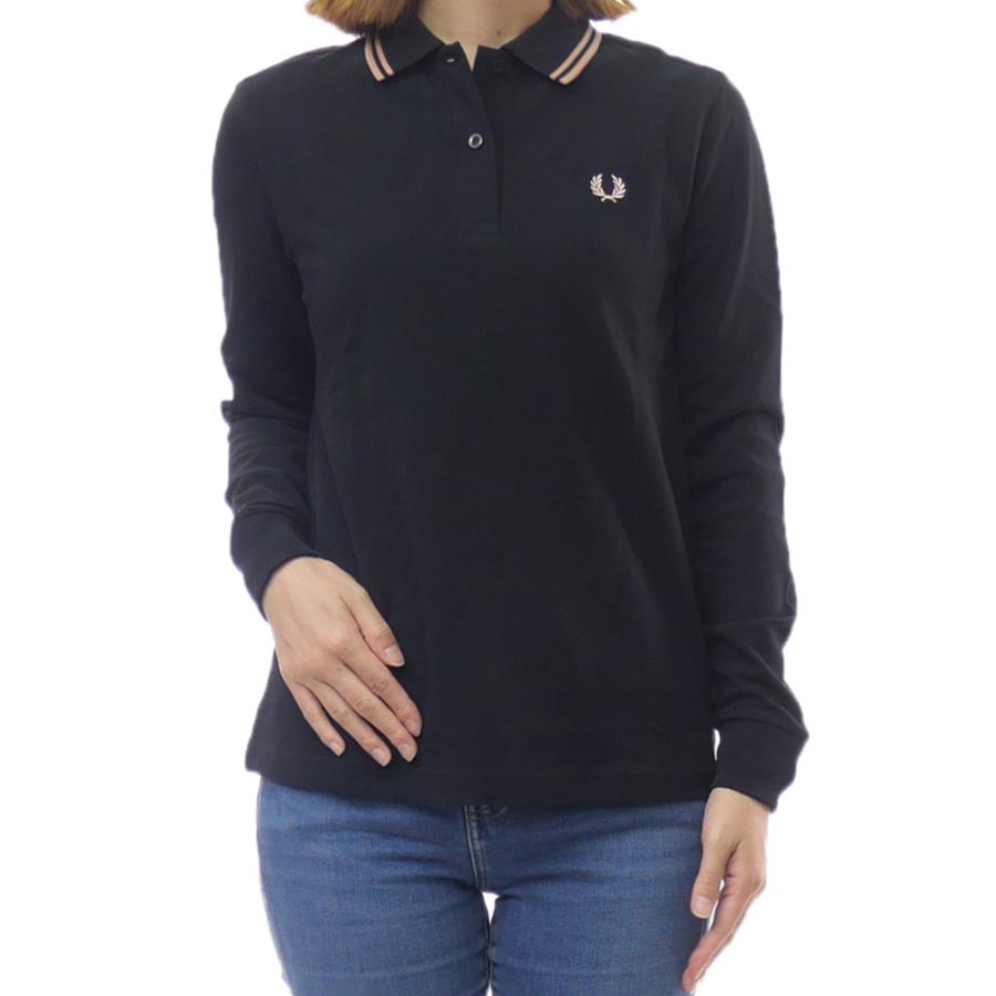 FRED PERRY フレッドペリー レディース長袖鹿の子ポロシャツ G3636 / TWIN TIPPED LS FP SHIRT ブラック 2025秋冬新作 FRED PERRY（フレッドペリー） レディース長袖鹿の子ポロシャツ G3636