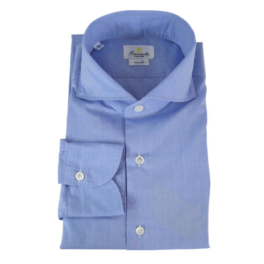2025 秋冬新作！ GIANNETTO ジャンネット カッタウェイシャツ メンズ コットン 綿100％ AC130 / VINCI FIT WASH ライトブルー GIANNETTO（ジャンネット） メンズカッタウェイシャツ AC130 / VINCI
