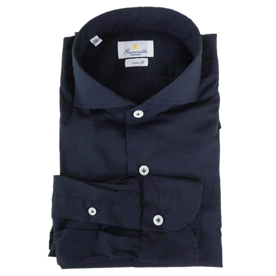GIANNETTO ジャンネット カッタウェイシャツ メンズ AC999 / VINCI FIT WASH ネイビー 定番人気商品 GIANNETTO（ジャンネット） メンズカッタウェイシャツ AC999 / VINCI