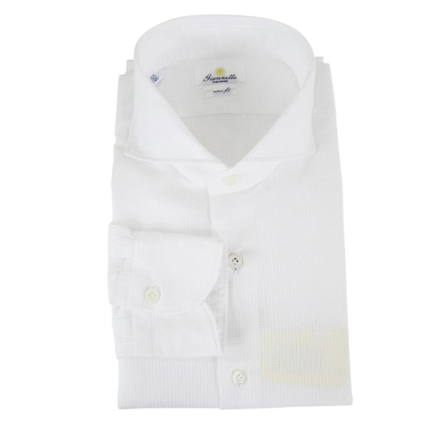 2025 秋冬新作！ GIANNETTO ジャンネット カッタウェイシャツ メンズ コットン 綿100％ AC160 / VINCI FIT WASH ホワイト GIANNETTO（ジャンネット） メンズカッタウェイシャツ AC160 / VINCI