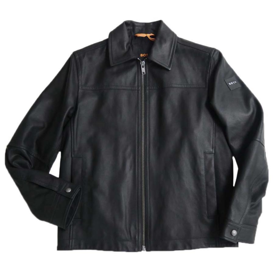 HUGO BOSS レザー ボアジャケット メンズ 黒