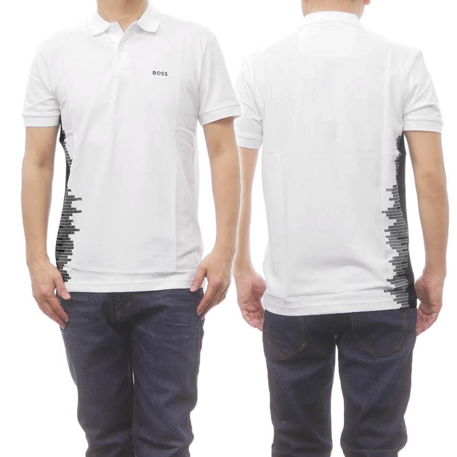 新品✨【HUGO BOSS】半袖ポロシャツ ピマコットン ホワイト L サイズ BOSS（HUGO BOSS） ポロシャツ ジョニーカラー コットンタオル メンズ