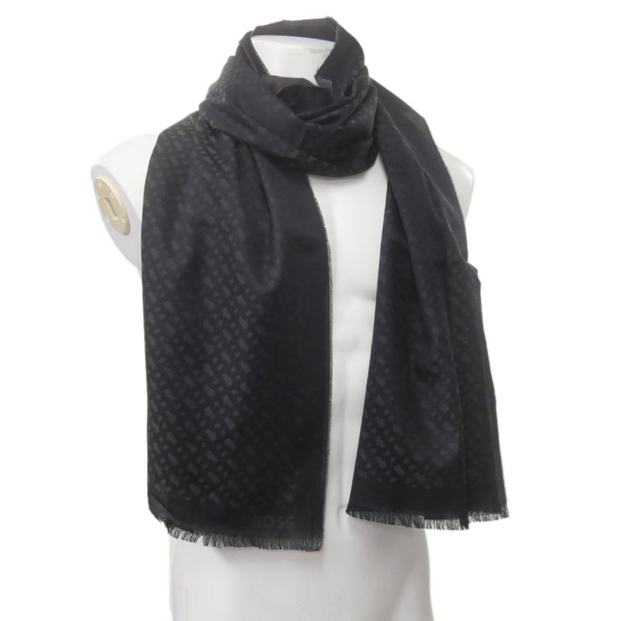 HUGO BOSS ヒューゴボス メンズ大判ストール 50517765 10260696 / Ledonio_60180 ブラック 2025秋冬新作 HUGO BOSS（ヒューゴ・ボス） メンズ大判ストール 50517765 10260696