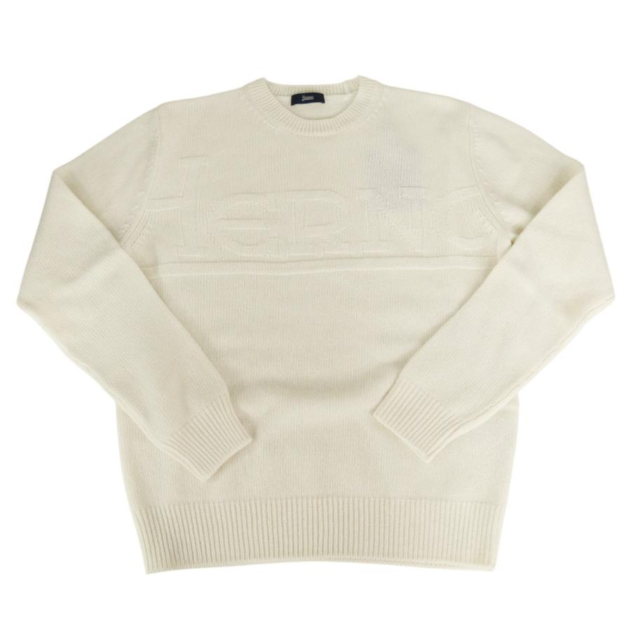 セールAW HERNO ヘルノ メンズ クルーネックニット セーター MG000192U 70100 オフホワイト HERNO（ヘルノ） メンズクルーネックニット セーター MG000192U 70100