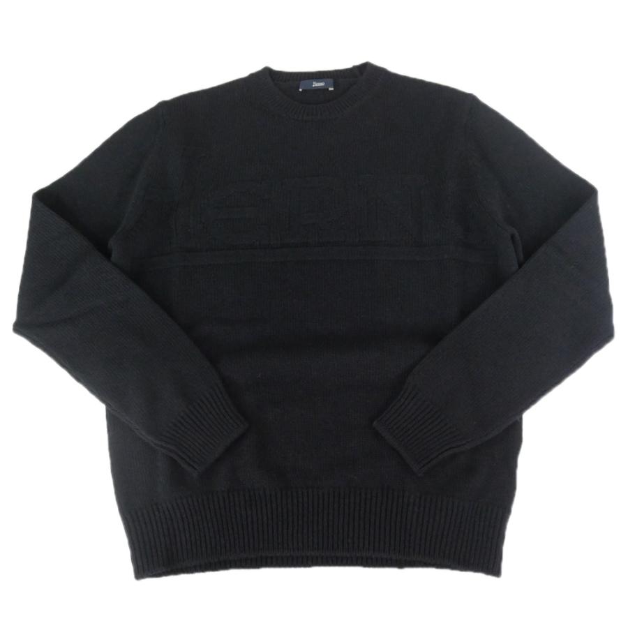 セールAW HERNO ヘルノ メンズ クルーネックニット セーター MG000192U 70100 ブラック HERNO（ヘルノ） メンズクルーネックニット セーター MG000192U 70100