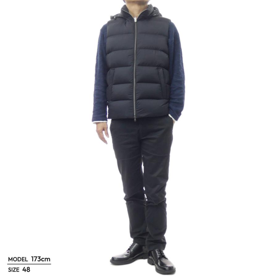 美品ヘルノ☆ダウンベスト黒38 ヘルノ HERNO ダウンベスト リブネック メンズ シャモニーナイロン