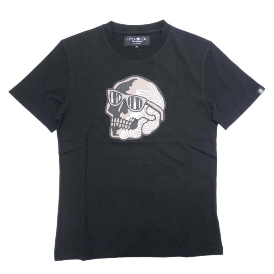 HYDROGEN ハイドロゲン メンズクルーネックTシャツ 320614 / PALMS SKULL TEE ブラック｜tre-style｜02