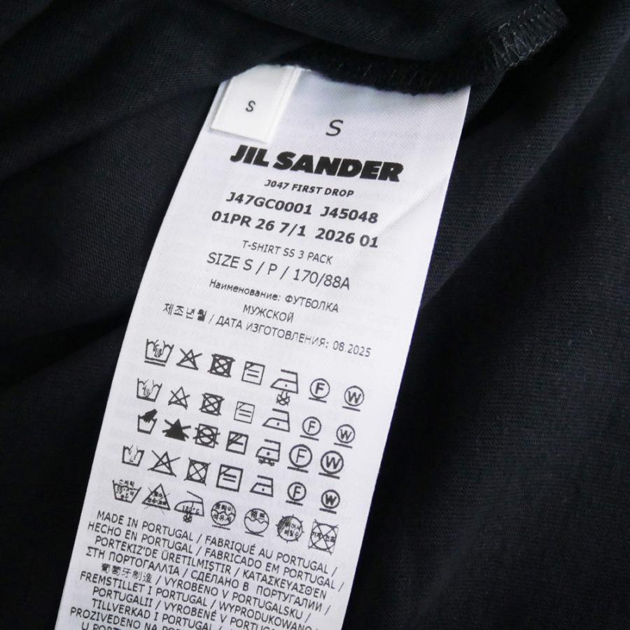 JIL SANDER ジルサンダー メンズ3パックTシャツ J47GC0001 J45048 ブラック 2026春夏新作の画像