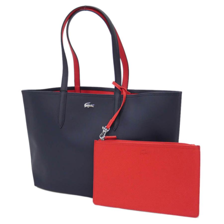LACOSTE ラコステ バッグ レディース リバーシブルトートバッグ NF2142AA ネイビー×レッド 定番人気商品 LACOSTE（ラコステ） レディースリバーシブルトートバッグ NF2142AA