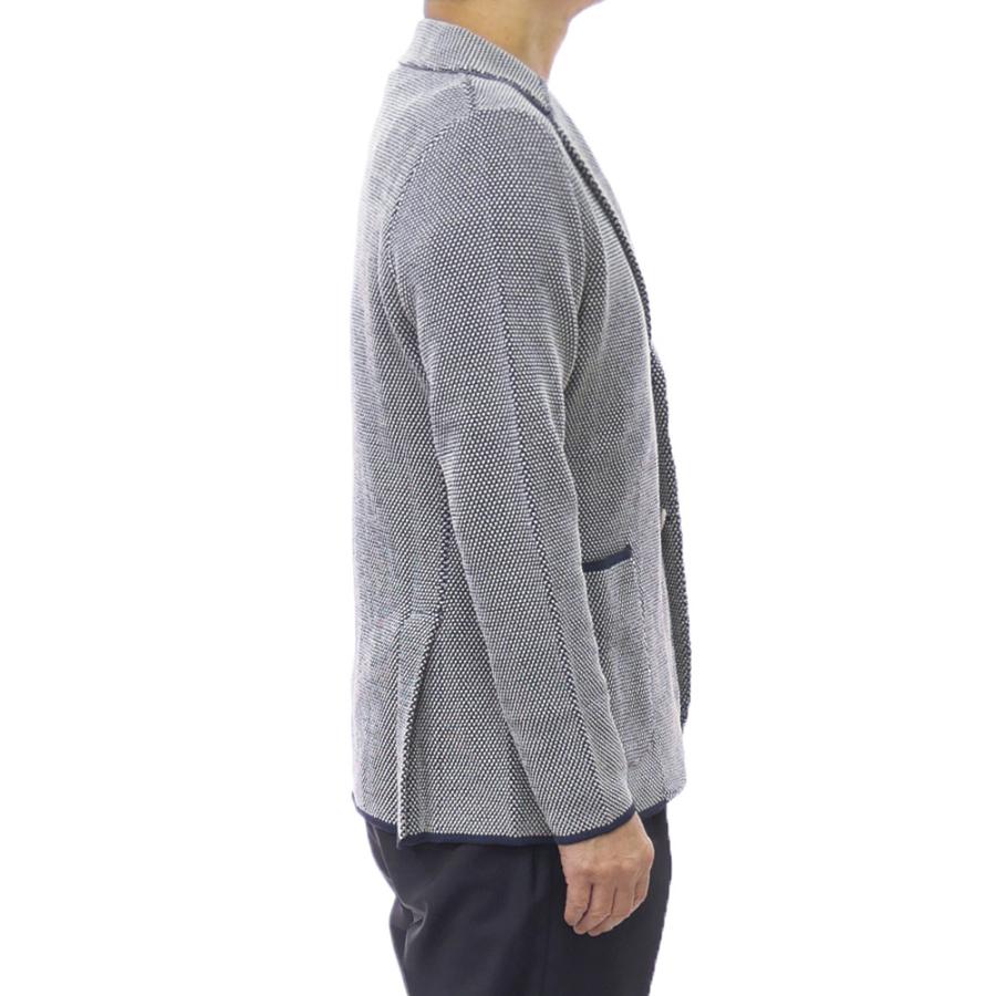 LARDINI ラルディーニ メンズシングル2Bニットジャケット CNCLJM56 CN64011 ネイビー×ホワイト 2026春夏新作の画像