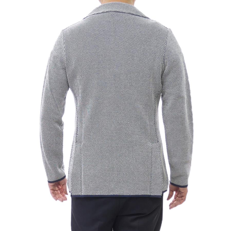 LARDINI ラルディーニ メンズシングル2Bニットジャケット CNCLJM56 CN64011 ネイビー×ホワイト 2026春夏新作の画像