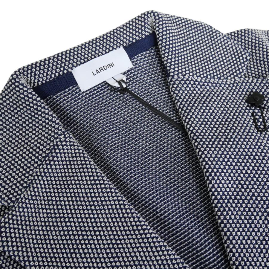 LARDINI ラルディーニ メンズシングル2Bニットジャケット CNCLJM56 CN64011 ネイビー×ホワイト 2026春夏新作の画像