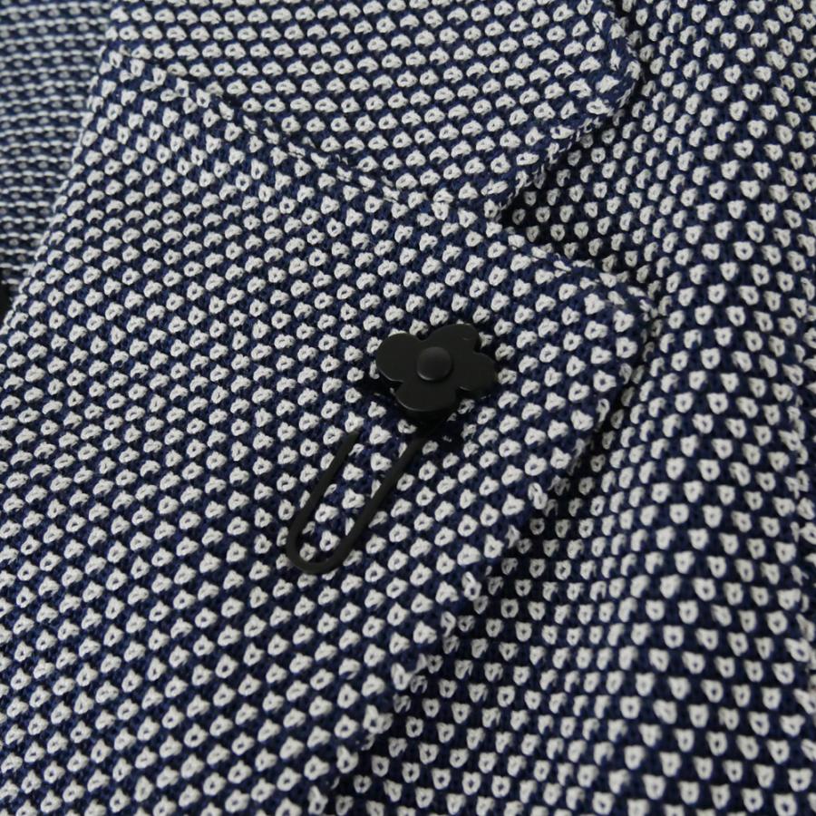 LARDINI ラルディーニ メンズシングル2Bニットジャケット CNCLJM56 CN64011 ネイビー×ホワイト 2026春夏新作の画像