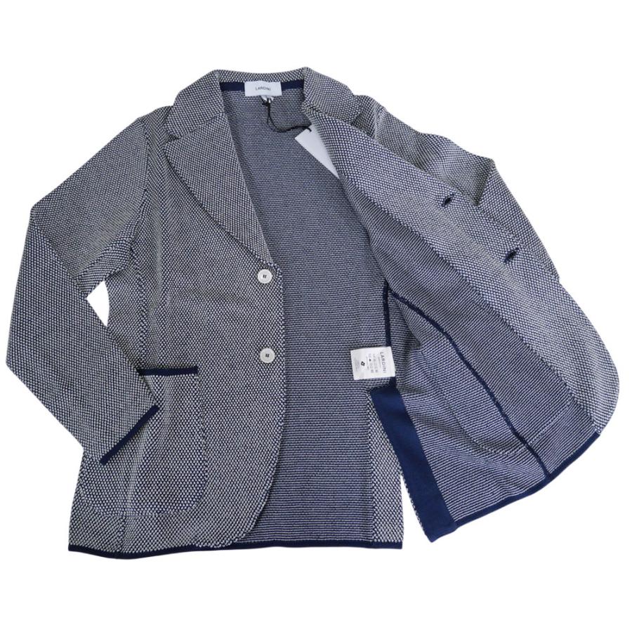 LARDINI ラルディーニ メンズシングル2Bニットジャケット CNCLJM56 CN64011 ネイビー×ホワイト 2026春夏新作の画像