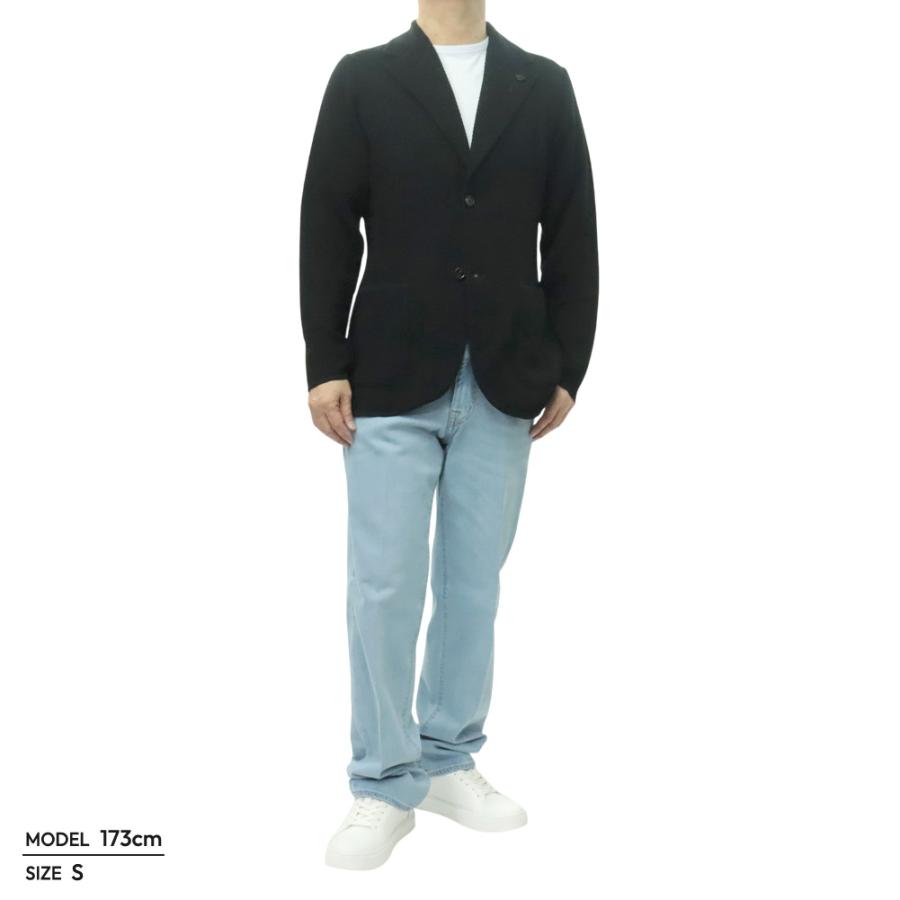 LARDINI ラルディーニ メンズシングル2Bニットジャケット CNCLJM56 PA66008 ブラック 2026春夏新作の画像