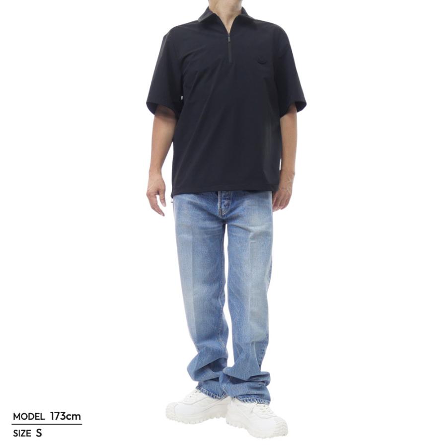 MONCLER モンクレール メンズハーフジップ半袖シャツ 2F00008 59974 ブラック 2026春夏新作の画像