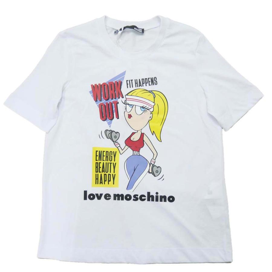 LOVE MOSCHINO ラブモスキーノ レディースクルーネックTシャツ W4F152M-M3876 ホワイト｜tre-style｜02