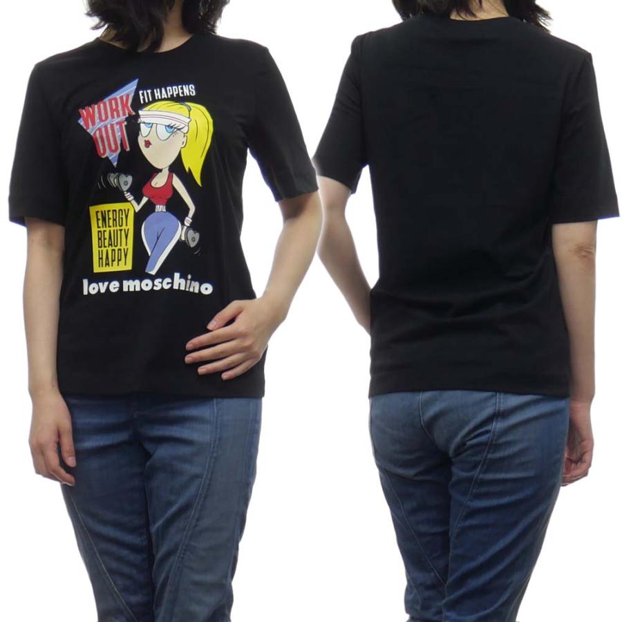 LOVE MOSCHINO ラブモスキーノ レディースクルーネックTシャツ W4F152M-M3876 ブラック｜tre-style