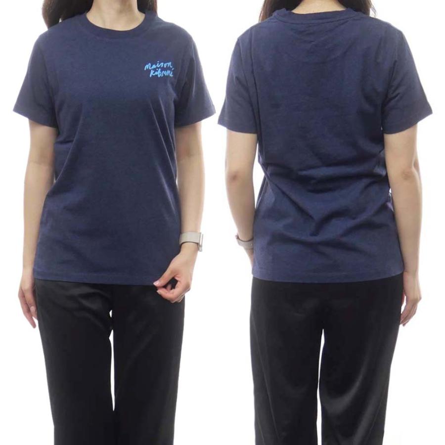 MAISON KITSUNE メゾンキツネ レディースクルーネックTシャツ/ MINI HANDWRI TING CLASSIC TEE-SHIRT/ IW00131KJ0035 ネイビー