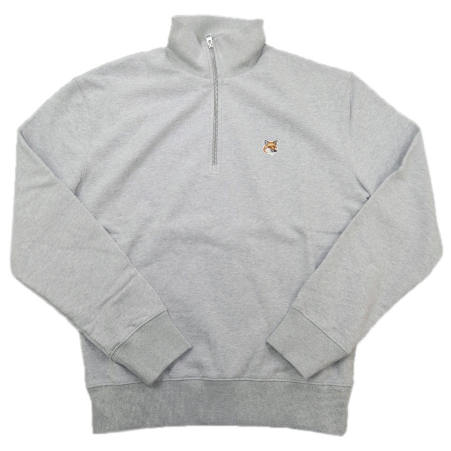 旧作お買い得セール！ MAISON KITSUNE メゾンキツネ トレーナー メンズ コットン 綿100％ ハーフジップ MM00314KM0001 / FOX HEAD PATCH COMFORT HALF ZIP SWEATSHIRT グレー MAISON KITSUNE（メゾン キツネ） メンズハーフジップトレーナー